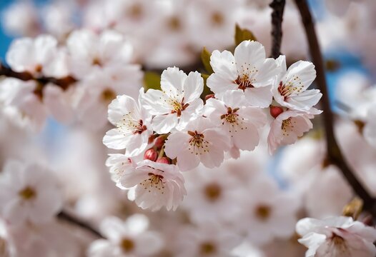 Delicate White Cherry Blossom Flowers