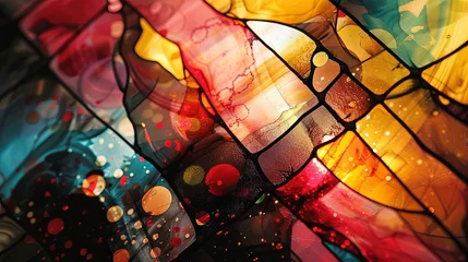 Store enrouleur tamisant sans perçage Coloré Stained glass window background with colorful abstract.