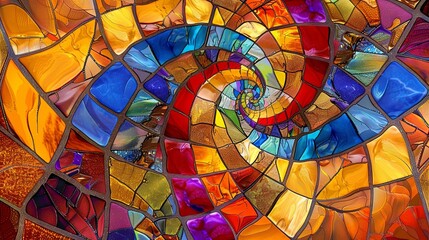 Obraz premium Stained glass window background with colorful abstract.