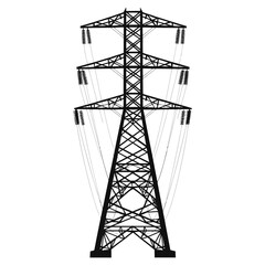 Silhouette electrical transmission tower black color only