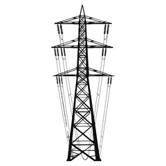 Silhouette electrical transmission tower black color only