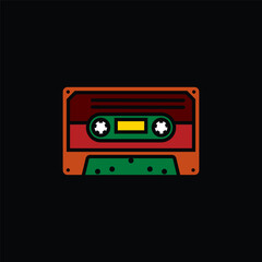 Original vector illustration. The contour icon of a retro audio cassette.
