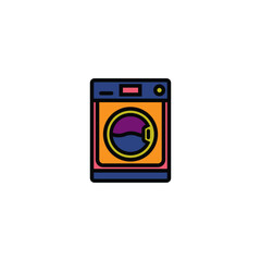 Original vector illustration. A contour icon. Electrical appliance, washing machine. Washer. A design element.
