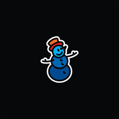 Original vector illustration. The icon of a kind snowman in a top hat.