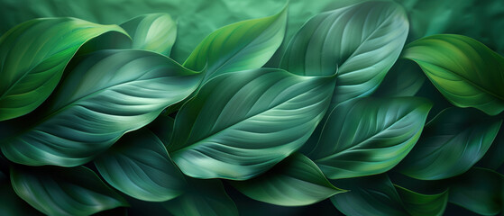 Abstract portrayal of Spathiphyllum cannifolium leaves background.