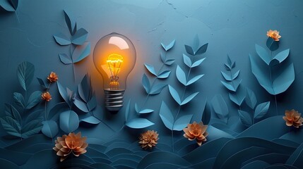 Idea concept with innovation and paper light bulb