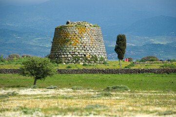 Nuraghe and Church of Santa Sabina. Silanus. Nuoro. Sardinia. Italy