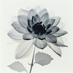 X-ray image of dahlia. Photocopy of flowers in black and white