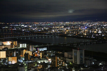 Fototapeta na wymiar osaka skyline night views from umeda building