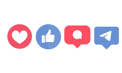 like, Share, comment and love icon button, social media vector