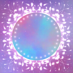 round decorated cute pink background with copyspace and round frame - 745359537