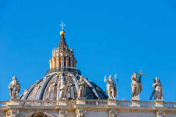 Statues at the top of St. Peter's Basilica, Vatican City, Rome - 745360766