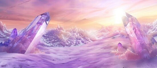 glaciers and purple crystal Concept art fantasy