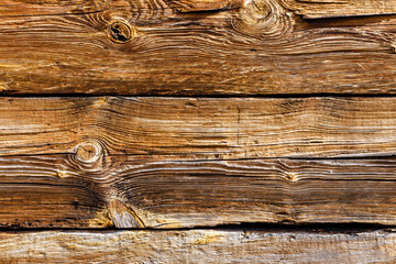 Texture of dark brown old wood. Charred and burnt old Board with knots. - 745361545