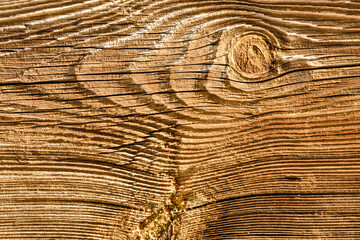 Texture of dark brown old wood. Charred and burnt old Board with knots. - 745361549