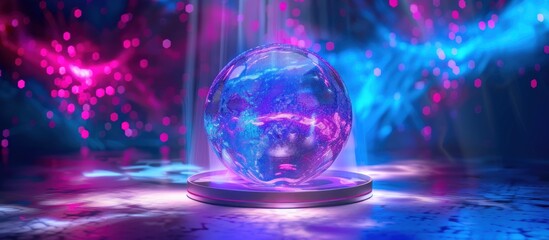 Glowing sphere with blue and pink lights