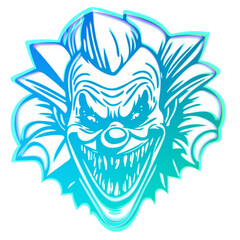 Terror clown sonriente color.