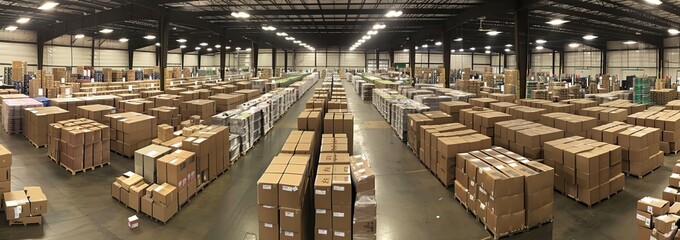 a warehouse full of boxes - obrazy, fototapety, plakaty