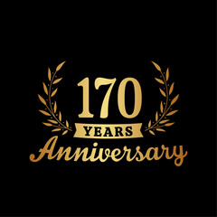 Celebrating 170 years anniversary logo design template. 170th anniversary celebrations logotype. Vector and illustrations.