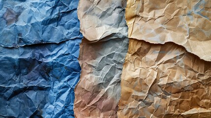 Different paper crumpled texture concept wallpaper background