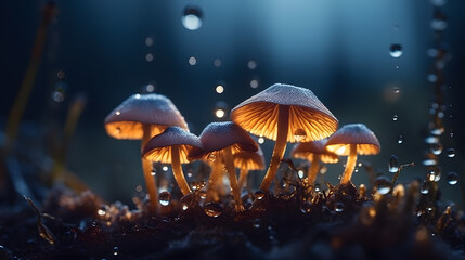 Fototapeta premium mushrooms in focus in the field