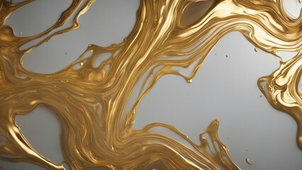 abstract liquid background gold paint on a white background 