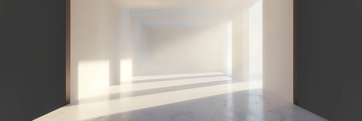 Contemporary Hallway Sunbeam,"Contemporary Hallway Sunbeam - A modern hallway basked in a warm sunbeam, highlighting the sleek architectural details.