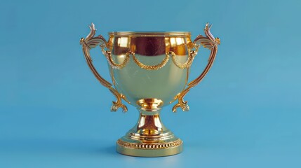 Fototapeta na wymiar gold cup trophy on blue background