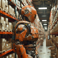Packing and Carrying Robots in Action Within a Logistics Warehouse