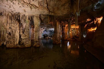 Neptune's Grotto, a stalactite cave near the town of Alghero on the island of Sardinia, Italy, also known as Grotta di Nettuno