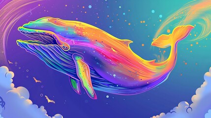 Obraz na płótnie Canvas Rainbow whale illustration