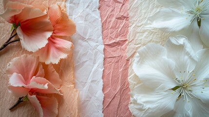 Paper flowers origami summer handmade concept wallpaper background