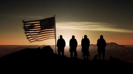 veterans lp us flag in silhouette
