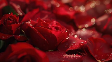 Closeup sweet artificial red roses blossom flower for textured background