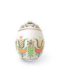 Floral motif painted Easter egg over white background, vector illustration