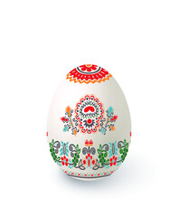 Floral motif painted Easter egg over white background, vector illustration
