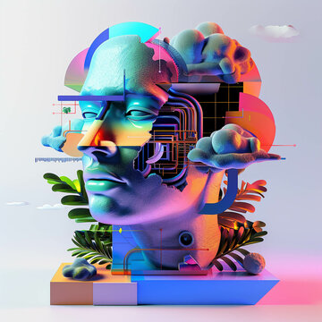Abstract view of a man's head