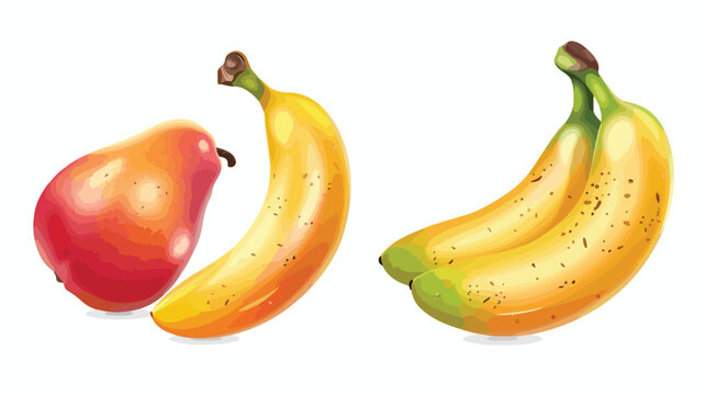 Banana and Mango Fruit Tropical Food Vector Illustration