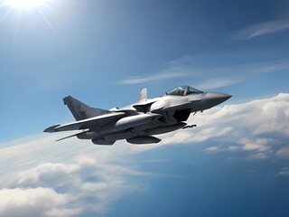 Fototapeta na wymiar f 16 fighter jet invade clouds in sky 