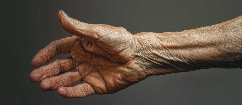 A hand with overlapping fingers, a common trait in Edwards syndrome, extends towards another persons hand in a reaching gesture. The image captures a moment of connection and human touch between two