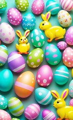 Fototapeta na wymiar easter eggs and bunny