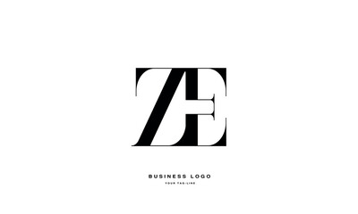Alphabet Letters ZE, EZ,  Initials Logo Monogram
