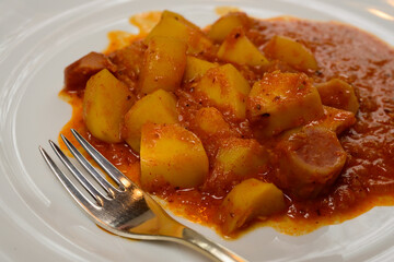 Erdapfelgulasch or Kartoffelgulasch Potato Goulash Austrian Stew with Paprika Sauce