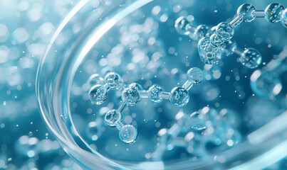 Abstract cosmetic laboratory. Chemical laboratory research. Cosmetic Essence Molecule Bubble - 745375579