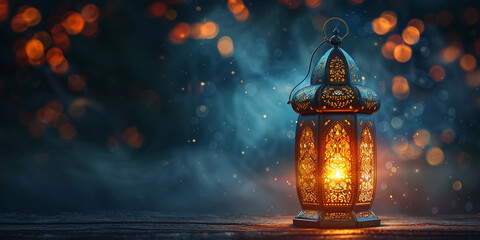 Ramadan Kareem. Ramadan lantern on glowing background for Holy month Ramadan celebration - 745376162