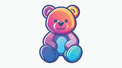 Big Teddy Bear Icon Colorful Design Isolated on White