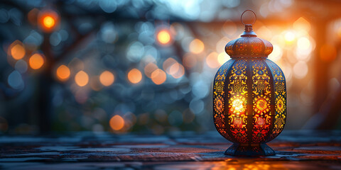 Ramadan Kareem. Ramadan lantern on glowing background for Holy month Ramadan celebration - 745376332