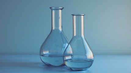 Laboratory glassware with colorful bokeh background, science research concept	
