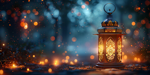 Ramadan Kareem. Ramadan lantern on glowing background for Holy month Ramadan celebration - 745376995
