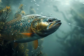 Foto op Aluminium Fishing. Close-up shut of a fish hook under water © vetre